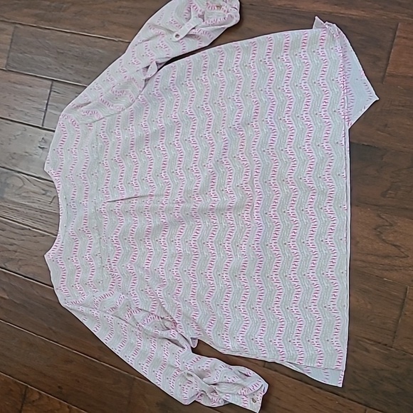 New Directions Pink, Khaki & Cream Asymmetrical Blouse size 1X - Picture 2 of 8